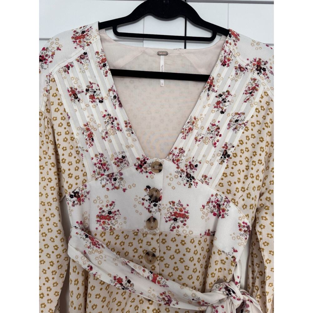 Free People Wonderland Floral Mini Dress S Puff Sleeve Cottagecore Prairie Boho - Picture 4 of 9